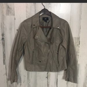 Gray Faux Leather Jacket - Size 10